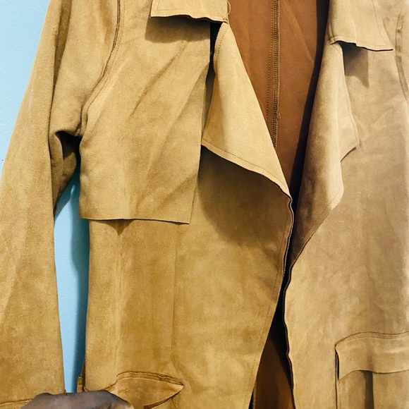 Fashion Nova Tan Suede Trench Coat - Picture 2 of 9